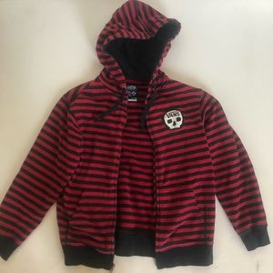 Vans Striped Punk Hoodie Skull Vans Logo Size Small
